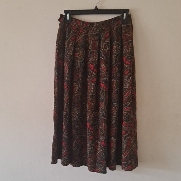 Pendleton Multicolored Rayon Paisley Pattern Pleated Midi Skirt - Size 10 - Picture 5 of 7